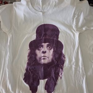 White T-Shirt with Purple Graphic